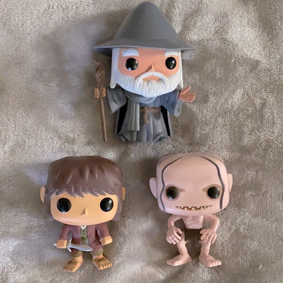 3 Hobbit Funko Pop Vinyls: Gollum, Gandalf, Bilbo